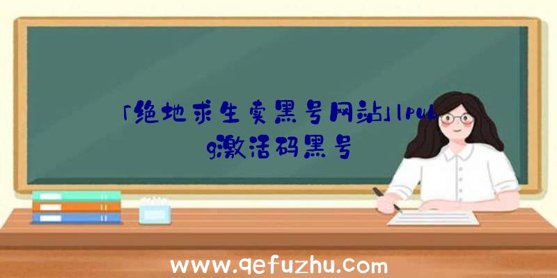 「绝地求生卖黑号网站」|pubg激活码黑号